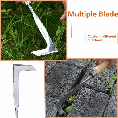 Stainless Steel 13" Crack Weeder, Crevice Weeding Sickle Manual Weeder Lawn Yard Garden Sidewalk Tool...