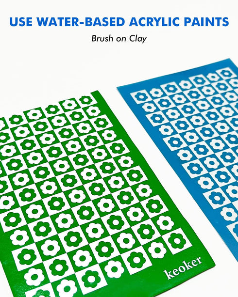 KEOKER Silk Screen Stencils for Polymer Clay, 3 PCS Reusable Silkscreen Print Kit for Printing on Clay & Other Jewelry Clay Earrings Decoration, C...
