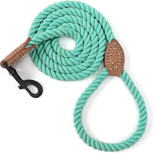 Mile High Life Dog Leash | Braided Cotton Rope Dog Leashes with Leather Tailor Tip | 4 Feet Dog Leash w Heavy Duty Metal Clasp | Wedding Dog Leash...