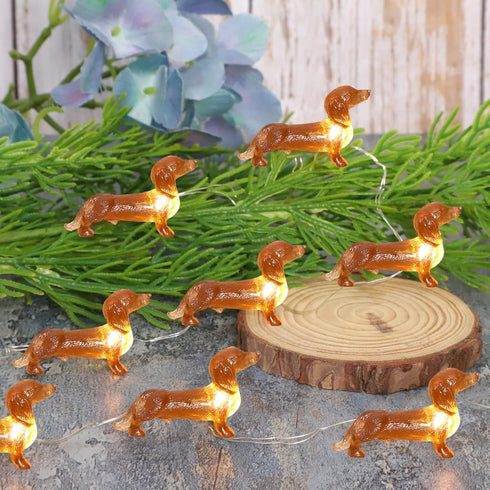 Impress Life Pet Theme Decorative String Lights, 10ft 30 LED Dachshund Dog Twinkle Lights, USB Battery Operated with Remote for Indoor Covered Out...