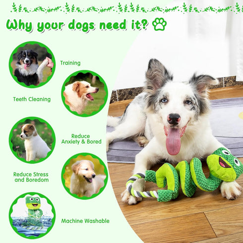 Interactive Dog Squeaky Toys, Plush Dog Chew Toys for Large Medium Small Smart Breed, Puppy Toys for Boredom and Stimulating, Tug of War Dog Toys ...