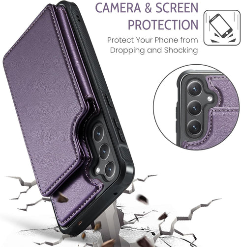 Asuwish Phone Case for Samsung Galaxy S23 FE 5G Wallet Cover with Tempered Glass Screen Protector and RFID Blocking PU Leather Credit Card Holder ...