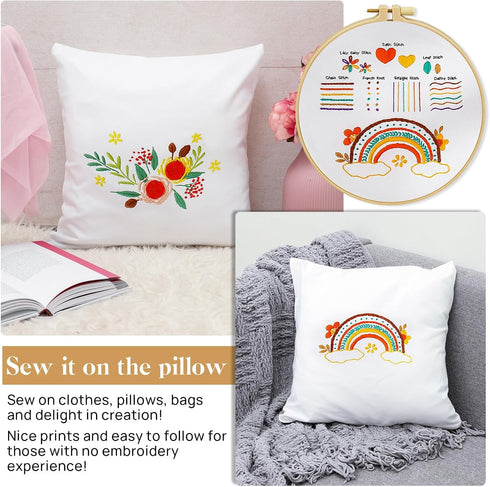 Catephe Embroidery Kit for Beginners, 3 Set Embroidery Starter Kit with Embroidery Patterns, Beginner Embroidery Kit for Beginners Adults and Kids...