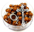 TALISMAN4U CATHOLIC ROSARY NECKLACE Olive Wood Carved Beads With Jerusalem Soil & Cross Crucifix in Gift Box...