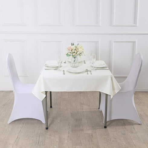 Cupuamon Square Tablecloth 52x52 inch Washable Polyester Fabric Table Cloth for Wedding Party Dining Banquet Decoration?52x52,Ivory?...