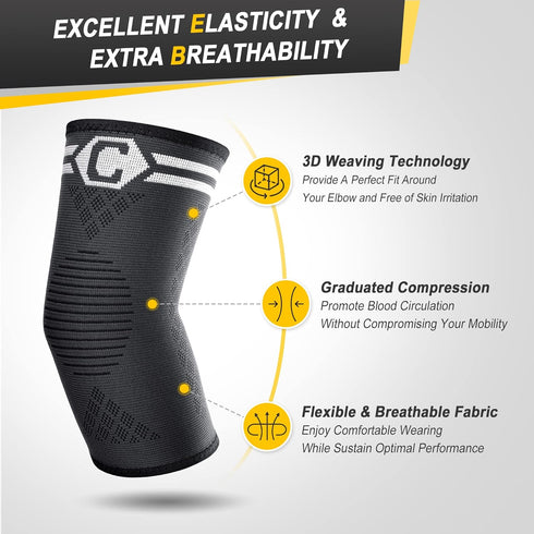 CAMBIVO 2 Pack Elbow Brace for Tendonitis, Tennis Elbow Compression Support Sleeve for Golfers Elbow Pain Relief, Arthritis, Bursitis, Workout, We...