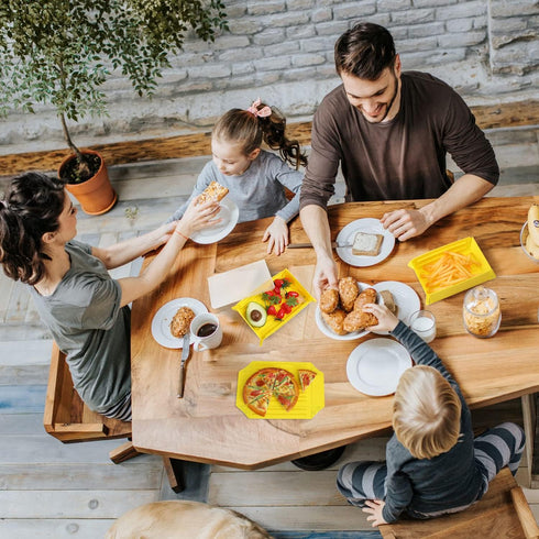 Silicone Collapsible Camping Bowls with Lids, Reusable Food Storage Container, Magnetic Suction Folding Dinner Plates for Parties, Camping, Hiking...