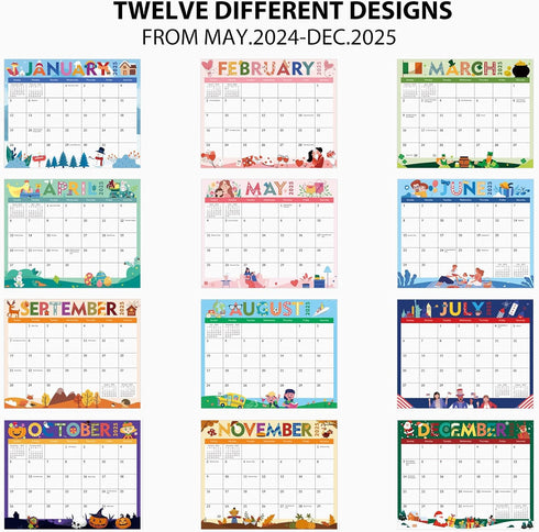 Magnetic Calendar for Refrigerator, 8'' x 10'' Fridge Calendar Runs from May 2024 Until December 2025, 20 Months Refrigerator Calendar for Home, O...