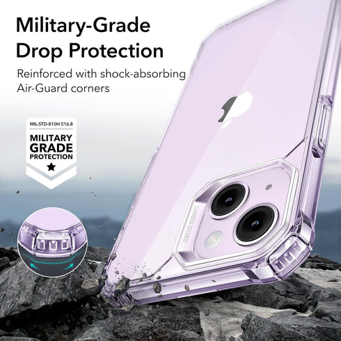 ESR Clear Purple Case for iPhone 13/14 - Military-Grade Protection, Shockproof Corners, Yellowing-Resistant Acrylic Back, Air Armor Phone Case......