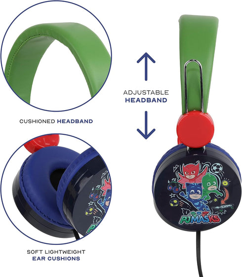 PJ Masks Over The Ear Headphones HP1-01057 | Soft and Cushioned Ear Pieces to Fit Any Size, Adjustable Headband Headphones, Great Sound, Volume Li...