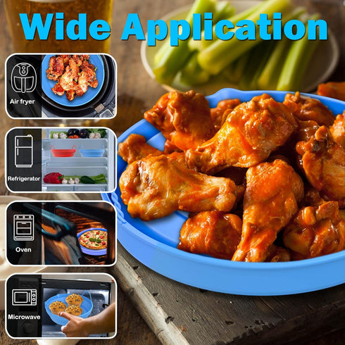 Silicon Air Fryer Liners by SOOBRO (2 pcs) - 8” Reusable Round Non-Stick Air Fryer Baking Tray - Foldable Heat Resistant and Easy to Clean Airfrye...