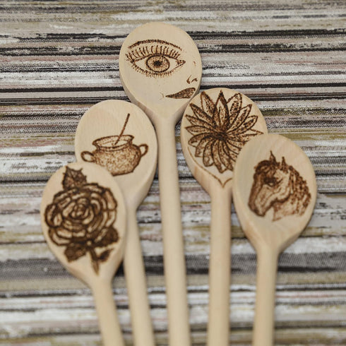 10 Inch Long Wooden Spoon Set by BICB | Natural Beechwood Mixing Spoons for Baking, Cooking & Stirring | Set of 12 Long Wooden Spoons | Cookware S...