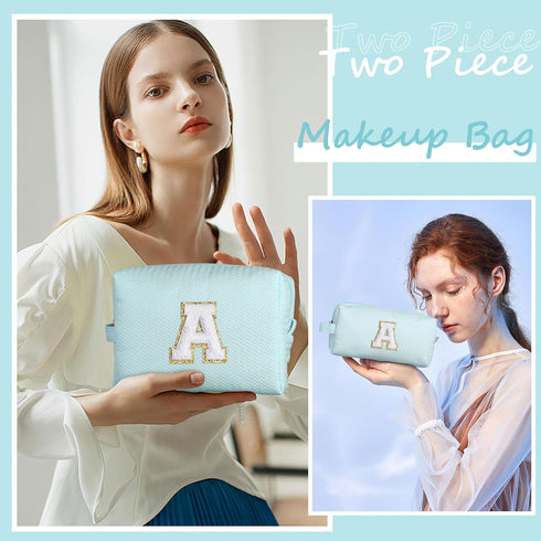 Birthday Gifts for Women Her, Initial A Travel Cute Makeup Bag Large Make Up Bag Cosmetic Bags for Women Stuff Toiletry Bag Personalized Friend Gi...
