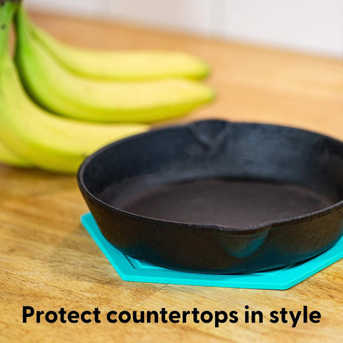 Trivet Mat, Set of 3 Silicone Pot Holder, Hot Pads, Potholder for Pots and Pans (Aqua Saltwater)...