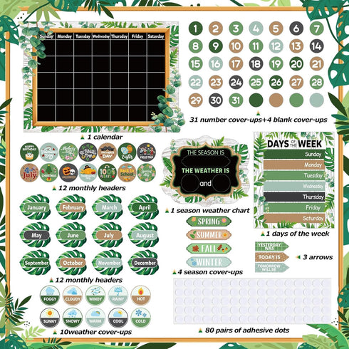 Tenare Calendar Bulletin Board Set, Calendar Seasons Weather Chart Bulletin Board and Classroom Display with Stickers for School Classroom Bedroom...