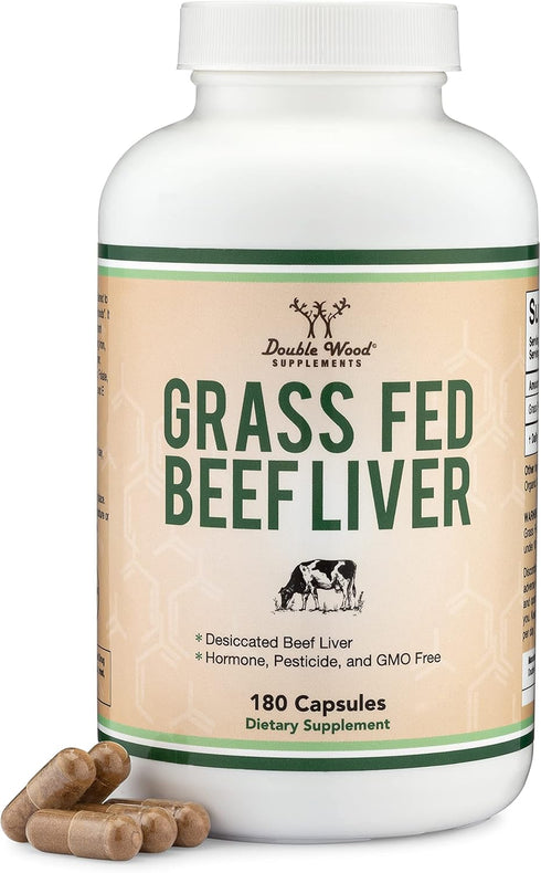Beef Liver Capsules (1,000mg of Grass Fed, Desiccated Beef Liver per Serving, 180 Capsules, 3 Month Supply) Beef Liver Supplement for Digestion, I...