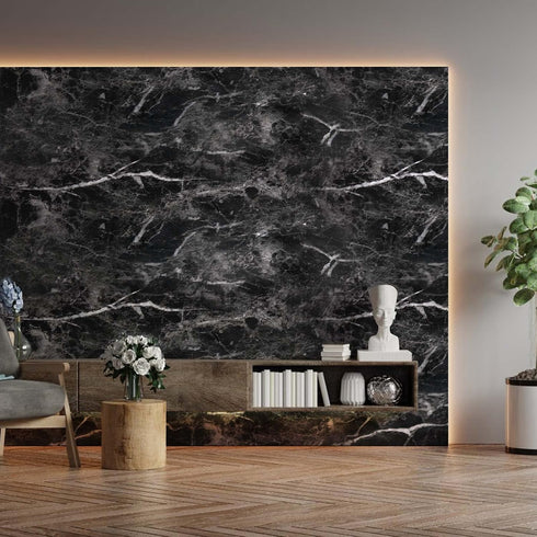 Black Marble Paper 17.7" x 78.7" Granite Wallpaper Peel and Stick Countertop Paper Self Adhesive Thickening for Kitchen Bathroom and Furniture...