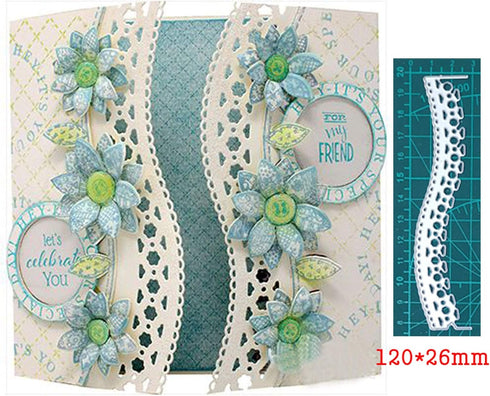Wave Stripe Border Metal Cutting Die Cuts, Stripe Wave Frame Border Stencils DIY Crafts Cards Cutting Dies Cuts for DIY Embossing Card Making Phot...