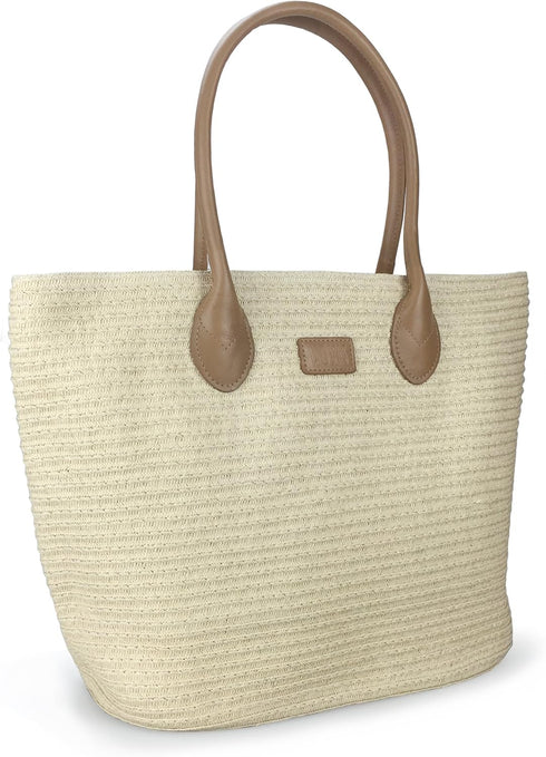 HOXIS Straw Rattan Women Tote Summer Beach Shoulder Handbag Medium Size 17.8''x12.6"x5.1"...