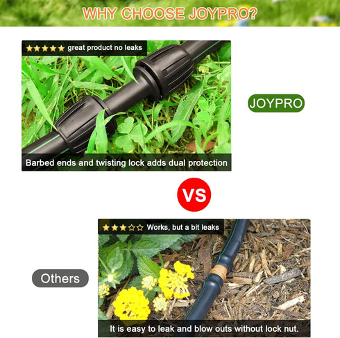 Drip Irrigation Fittings for 1/2 inch Tubing (0.60"-0.63" OD), 12 Pieces Barbed Coupling Drip Parts Locked Coupler Connectors, Drip Line Nuts Conn...