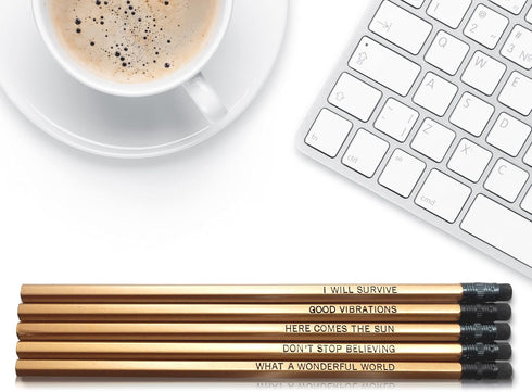 Good Vibes - Inspirational Pencils Engraved With Funny And Motivational Sayings For School And The Office...