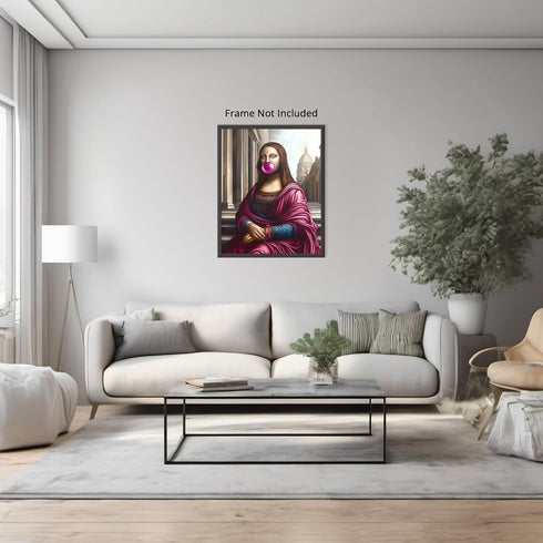 Posterizer 1 pcs-fun Mona Lisa art with pink bubble gum print 1-Comedy Art-Vintage Art-Gift for Street Art, Mural Fans - unframed wall art...