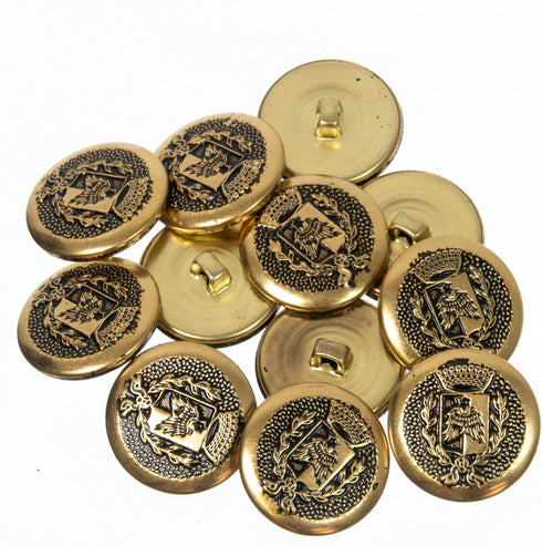 Mibo Buttons & Accessories 12pcs Metal Shank Button -36L(22mm ) with Crest/Wings/Crown/Shield/Ivy Design - Antique Gold MIB_EX_K239_AG_36L_12PC 7/...