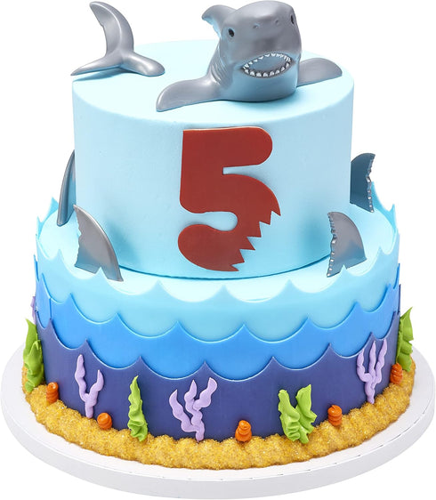 DecoSet® SHARK CREATIONS Cake Topper for Birthdays and Parties, DecoPac Cake Decorating 2-Pc Decorations Set...