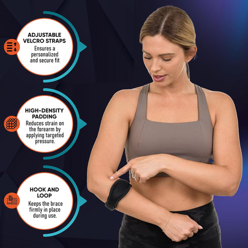 Elbow Brace 2-Pack for Men & Women, Adjustable Tennis & Golfer's Elbow Support Strap for Tendonitis Pain Relief - Compression Pad for Arm, Forearm...