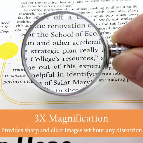 MAGDEPO 3X Magnifying Glass Pendant Necklace (Silver) Portable Magnifier 1.5" Round Lens Stylish Accessories for Women, Seniors, and Elderly Readi...