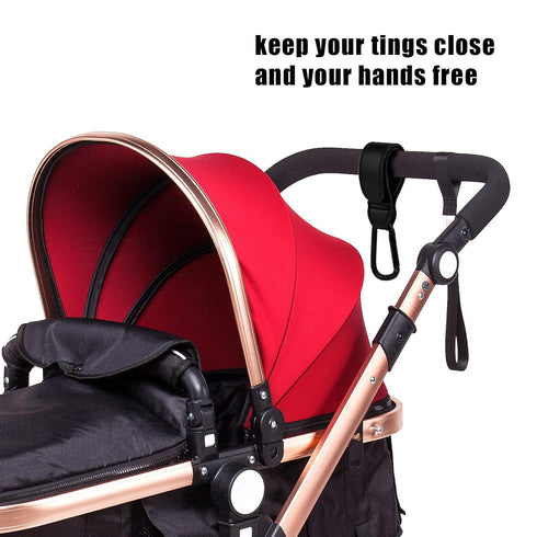 Stroller Hooks, Carriage Hooks for Bag, 2pcs Mommy Bag Hook Stroller Organizer Hook Clip Heavy Duty Stroller Clip for Bags Hanging Shopping Diaper...