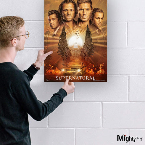 MIGHTYPRINT Supernatural – Sam and Dean Winchester, Castiel, Jack – Durable 17” x 24 Wall Art – NOT Made of Paper – The End is Nigh – Season 15 – ...
