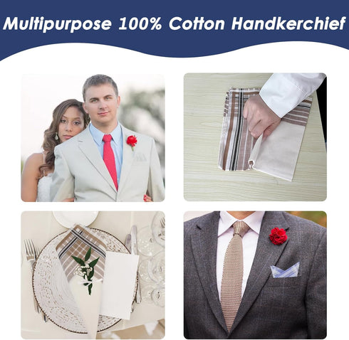 Mantieqingway Handkerchiefs for Men/Women, Cotton Handkerchiefs Pocket Squares Hankies for Daily Wedding Party Banquet, 3 PCS...