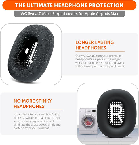 WC SweatZ Max - Protective Earpad Covers for Airpods Max Made by Wicked Cushions | Sweatproof & Easily Washable | Full Earpad Sweat Protection | B...