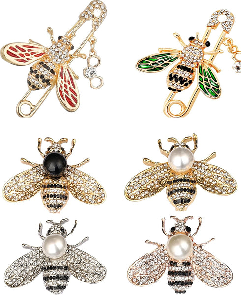 6PCS honeybee bee brooch pins for women fashion set rhinestone brooches elegant personality brooch pins women's brooches...