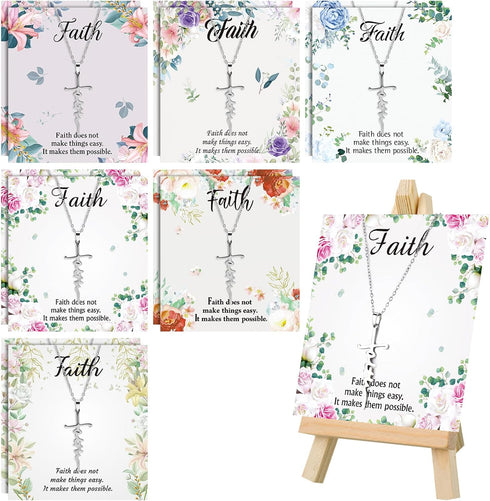 12 Sets Christian Cross Necklace Christmas Faith Cross Necklace for Women Religious Jewelry Faith Gifts Necklace with Bible Verses Cards for Chris...