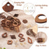FASHEWELRY 24Pcs Natural Filigree Wood Earring Charms Blank Flat Round Teardrop Oval Walnut Wooden Pendants with 120pcs Earring Hooks Jump Rings f...