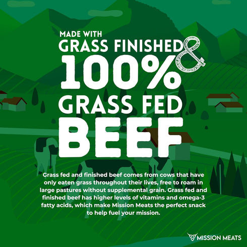 Mission Meats Beef Jerky from 100% Grass Fed & Pasture Raised Beef, Nitrate Nitrite Free, Paleo & Keto Friendly, Whole 30 Snacks, MSG Free, Gluten...