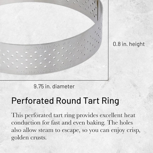 De Buyer PERFORATED TART RING, Round, in Stainless Steel, 0.75" High 9.64", Silver...