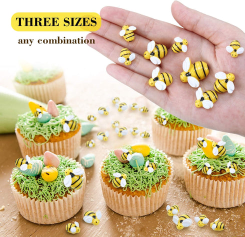 Hicarer 45 Pieces Tiny Bees Craft Decoration Party Decor Flatback Honey Resin Bee Shaped Embellishment with Storage Box for DIY Craft Home(0.98 In...