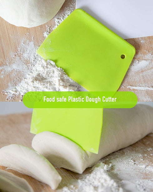 (2PCS) Dough Scraper Bowl Scraper ?Food safe Plastic Dough Cutter? Flexible Plastic Scraper Practical Bench Scraper Multipurpose Food Scrappers fo...