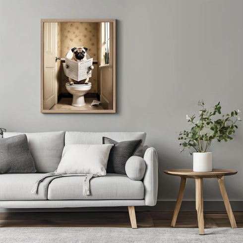 Posterizer 1 pcs-Cute funny dog-Abstract & Modern Art-Comedy Art-Gift for Men Women Entrepreneur Teens - Bathroom, restroom Decor- UNFRAMED Wall A...