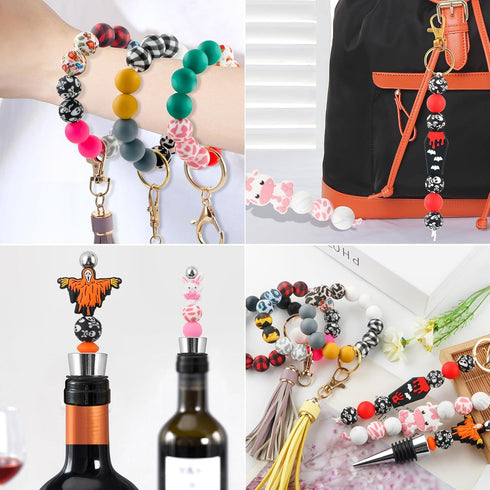 150pcs Silicone Beads, 15mm Silicone Beads, Silicone Beads for Keychain Making?Silicone Beads 15mm Bracelet Making Kit and Loose Round Silicone Be...