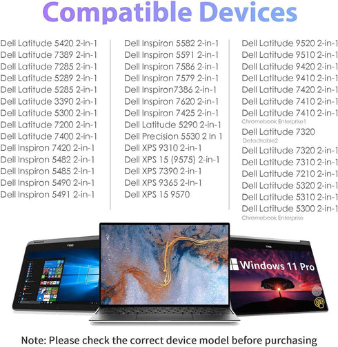 Stylus Pen for Dell 7420/5591/5490 2-in-1, for Dell 2-in-1 Latitude 9520/9510/7420/7410, XPS 9310/7390, Precision 5530 (Check The Compatible List ...
