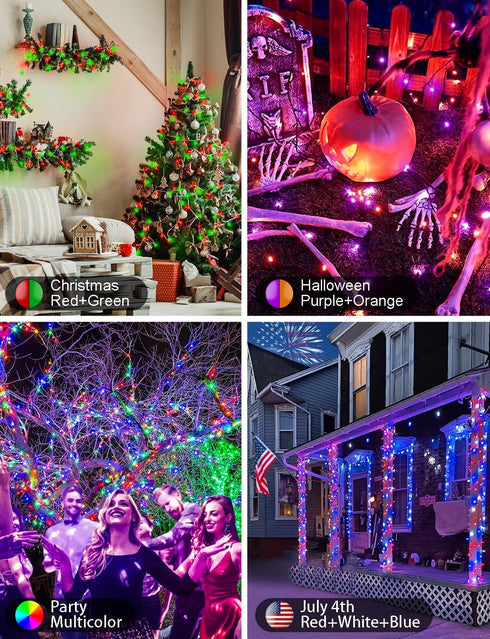 echosari Smart String Lights 100 LED 33Ft RGB Built in Chip Fairy Lights with Remote & App Control, 16 Million Color Changing Christmas Trees Ligh...