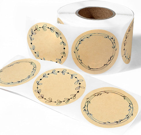 MONEST (500pc/Roll) 2" Label Stickers for Mason Jars and Lids -(Floral BnW)- Canning Labels | Spice Labels | Mason Jar Labels | Bottle Labels | St...