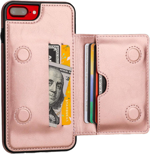 KIHUWEY Compatible with iPhone 7/8 Plus Wallet Case with Credit Card Holder, Premium Leather Kickstand Durable Shockproof Protective Cover for iPh...