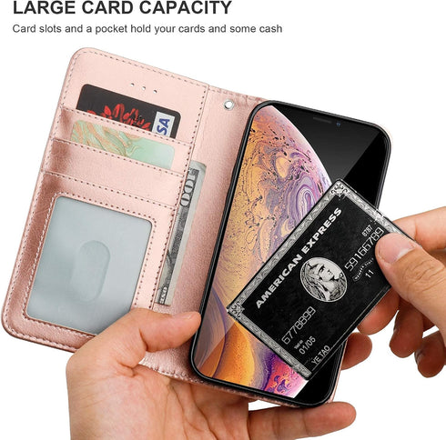 Bocasal for iPhone Xs Max Wallet Case with Card Holder PU Leather Magnetic Detachable Kickstand Shockproof Wrist Strap Removable Flip Cover for iP...