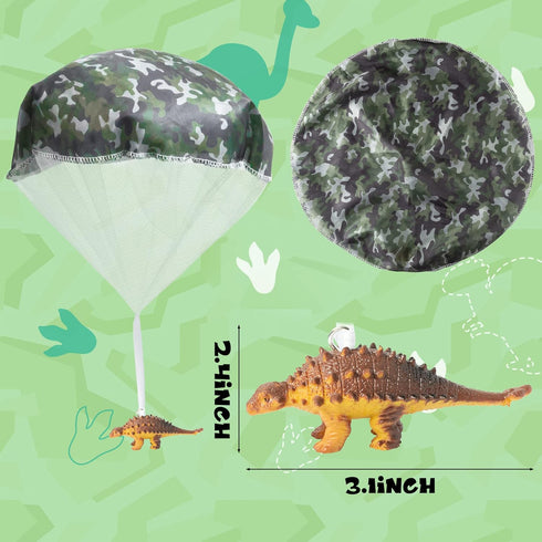 6Pcs Dinosaur Parachute Toy Children's Camo Parachute Toys Tangle Free Throwing Hand Throw Parachute Flying Paratrooper Toy with Dinosaur Outdoor ...