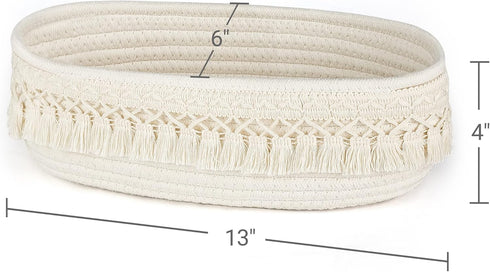 Dahey Woven Basket Macrame Storage Basket for Toilet Tank Top Boho Bathroom Decor Toilet Paper Basket for Bathroom Organizing, Gift Baskets Empty ...
